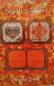 JUST NAN BUMBLE & HOOT NEEDLE BOOK CROSS STITCH CHART & EMBELLISHMENT PACK