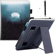 CCOO Stand Case for Kindle Paperwhite 10th Generation 2018 Releases/Paperwhite Before 2018 - Premium Protective Cover Sleeve with Card Slot and Hand Strap, Touchscreen Pen, Jellyfish