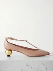 [Ferragamo] Ferragamo - Tania Patent-leather Mary Jane Pumps - Neutral - US11.5 US11.5 Neutrals