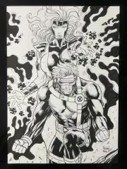Cyclops & Phoenix Xmen (12"x17") Original Art By Natanael Maia - Ed Benes Studio