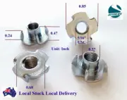 Qty 10 5/16" UNC Zinc Steel 4 Prong T Nut Tee Blind Timber Wood Insert Nuts