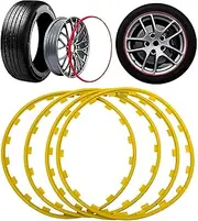 LISHAOHU Rim Protection Ring, 16-20 Inch Rim Protection, 4-Piece Rim Decorative Protection, Tyre Protection, Scratch-Resistant and Low Friction, Protects Wheels, Durable, Rim Trim Strips (Yellow, 17