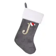 20 Inches Monogram Christmas Stockings with Letters, Large Super Letter J Gray