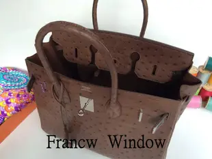 France Window 愛瑪仕 柏金包 Hermes Birkin 35 咖啡色鴕鳥皮銀扣