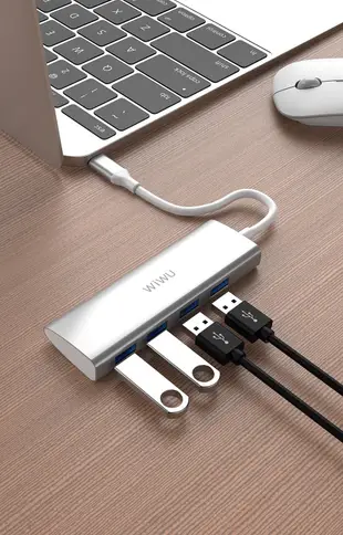 台灣公司貨WiWU Alpha A440 Type-C轉USB 3.0 (4埠USB Hub) 轉接器 可同步充電