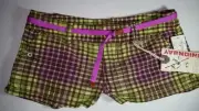 NEW UNIONBAY PLAID PURPLE GREEN BELTED BELT SIZE 1 ONE SHORTS Ret. $32