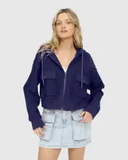 [Belle & Bloom] Fireside Hooded Utility Jacket - Navy