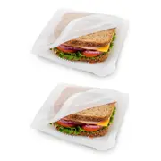 2x Progressive Prokeeper 19cm Silicone Dual Zipper Bag Food Storage Pouch White