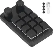 MINI Gaming KEYPAD 12 Keys 2 KNOBS Blue Switch Black Color Programming Macro KEYPAD with RGB Light Industry