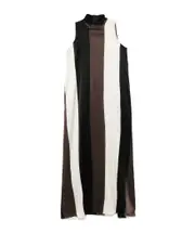 striped pattern dress 40 Black
