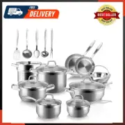 Professional Stainless Steel Induction Cookware Set 19PC Kitchen Pots and Pans