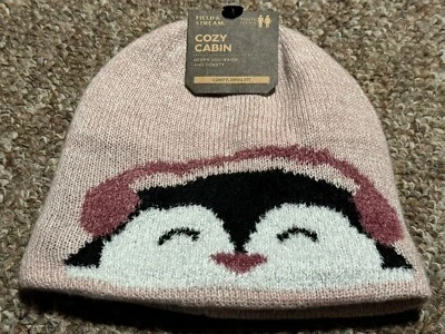 FIELD & STREAM COZY CABIN PINK HAT PENGUIN YOUTH HAT OSFM