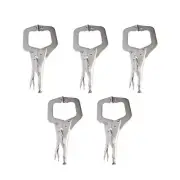 11" Locking C Clamp Pliers Grip With Swivel Pad Vise Jaws Adjustable 5 Pcs