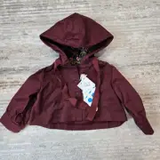 NWT Tia Cibani Bonnet Billow Jacket Crop Floral Red Riding Hood Berry Size 2