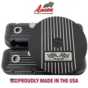 468 Big Block Chevy Finned Black Valve Covers & 14" Air Cleaner Kit - Ansen USA