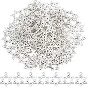SUNNYCLUE 1 Box 100Pcs Star of David Charms Six Point Star Charm Tibetan Silver Alloy Retro Magen David Star Magic Hexagram Charm for Jewellery Making Charms Supplies DIY Necklace Bracelet Earring