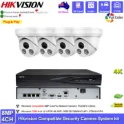 Hikvision 4CH 4K Security CCTV System PoE NVR 8MP IP Camera ColorVu AcuSense lot