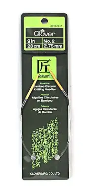 Clover Takumi Bamboo 9 Inch Circular Knitting Needle Size 2