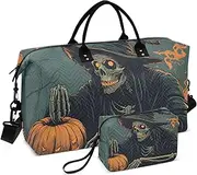 [ZRYSMY] Scary Witch Halloween Duffel Bag for Traveling, Travel Bag Gym Bag, with Multiple Interior Pockets Shoulder Weekender Bag for Women Men with Toiletry Bag 20.5L x 1.9W x 13.8H, Multi-Colored