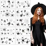 Feiyayi Halloween Tattoos - 10 Sheets Spider Tattoos for Face, Realistic Spider Web Temporary Tattoos for Costume Makeup Accessories