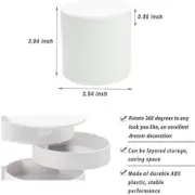 Jewelry Storage Box 4-Layer Rotatable Jewelry Accessory Organizer Tray with Lid for Rings Bracelets -White