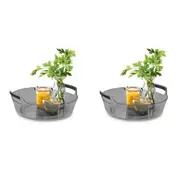 2x Madesmart Deep Portable Turntable Kitchen Organiser 29x11cm Round Carbon