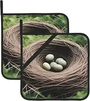 Birds Nest Potholders BBQ Pot Holders for Heat Resistant Potholder, Hot Pads,Cooking Baking(2-Pack)