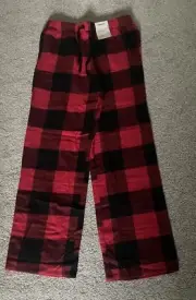 NWT Sonoma Woman’s S Red Black Buffalo Plaid Fleece Pajama Pants PJs Lounge Pant