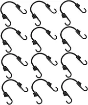 minkissy 12pcs Elastic Bungee Cords Weather Resistant Tie Down Straps with Hooks for Secure Cargo Car Trunk Bike Rack and Travel Stretchable and Portable Design