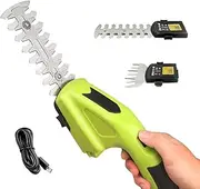 Rechargeable Cordless Hedge Trimmer, 2-in-1 Handheld Grass Cutter with 2 Interchangeable Blades, up to 40 Minutes Working Time, Electric Battery Hedge Clipper for Garden, Lawn Trimming, Shrub