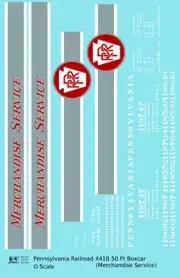 K4 O Scale Decals Pennsylvania PRR 50 Ft Merchandise Service Boxcar Red, Silver