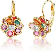 [Barzel] 18K Gold Plated Multicolor Earrings, Lever Back Earrings - Made In Brazil, Brass, Cubic Zirconia