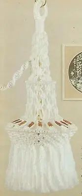 Vtg 1970's Mid-Century Macrame Hanging Chandelier Lamp Pattern Illuminating Book