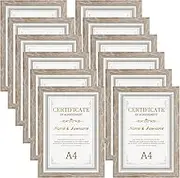 Giftgarden Set of 12 A4 Picture Frames - DIN A4 Frame for 21 x 29.7 cm Photos and Pictures, Beige Wood Grain Photo Frame Collage for Children's Drawings Artworks Certificates Documents