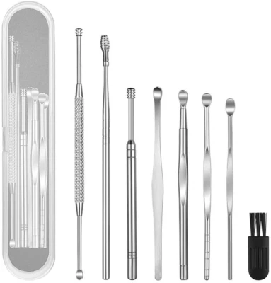 8 Pcs Ear Pick Earwax Removal Kit Ear Cleansing Tool Set Ear Curette Wax Removal