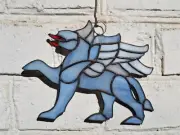 Stained Glass Gargoyle Suncatcher Window Panel - Medieval Monster Wall Decor