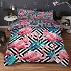 Flamingo Blue Leaf 3D Printing Duvet Quilt Doona Covers Pillow Case Bedding Sets