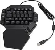 One Hand Gaming Keyboard, RGB Backlit Single Hand Keyboard with Wrist Rest, 35 Keys Ergonomic Mini Gaming Keypad with Blue Switch for PC Gamer, Support Multimedia Keys