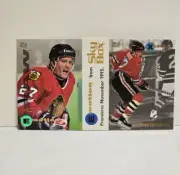 1995 SkyBox Emotion Hockey Uncut Jeremy Roenick Two Card Promo Sheet.