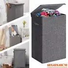 Laundry Basket with Lid, Laundry Hamper &Handles Foldable Storage Organiser 100L