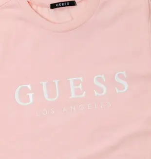 美國百分百【全新真品】Guess T恤 T-shirt 短袖 短T U領 浮雕logo 上衣 logo 粉色 J342