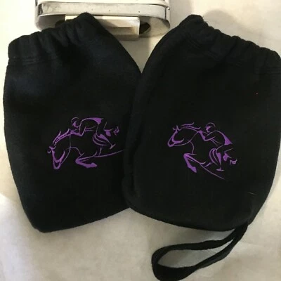 English, Iron Covers, Stirrup Protectors, Bags, Embroidered Black / Purple