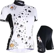 [NUCKILY] Cycling Jersey Women Short Sleeve Set Bike Shirt Jacket Top Padded Shorts Quick-Dry Mountain Riding Clothing Suits