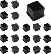 Cjueiom 20pcs 35mm / 1-3/8" Chair Leg Floor Protectors Square Table Legs Covers, Black Chair Leg Caps PVC Furniture Leg Protectors, Chair Feet Protectors Stoppers Tips Ferrules Pads