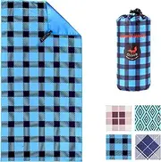 GESAR Ultra-Absorbent Microfiber Beach Towel: Sand-Free, Quick-Drying, Lightweight – Ideal for Swimming, Camping, Yoga, Gym, Backpacking & Water Sports (150cm * 75cm, Retro Blue-Black Checkered)
