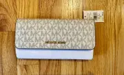 NWT MICHAEL KORS JET SET LARGE FLAP BIFOLD SNAP LEATHER WALLET RETAILS $298