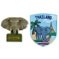 在飛比找momo購物網優惠-【A-ONE 匯旺】泰國擬真大象造型磁鐵+泰國 大象 刺繡徽