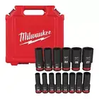 6 Point Impact Socket Set 1/2 Inch Drive Metric Deep Well Forged Steel 14 Piece