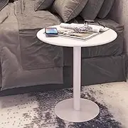 Industrial Bar Table White Pub Table Kitchen Dining Coffee Bistro Table, Modern Drink Talbe Outdoor End Table Kitchen Desk Living Room Side Tables with Metal Base