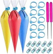 Peakloong 122Pcs Tipless Piping Bags - 100Pcs Disposable Piping Pastry Bag for Icing/Cookies Decorating -Cake Decorating Tools